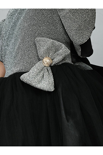 Bella Moda By Styli Embellished Mesh Insert Ruffled Sleeve Knee-Length Dress