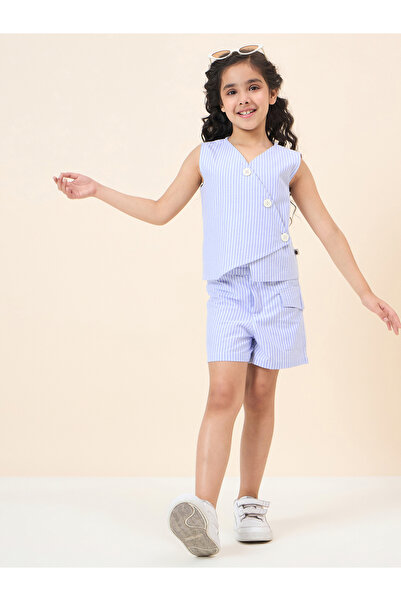 Stylo Bug By Styli Striped Wrap Top and Shorts Set