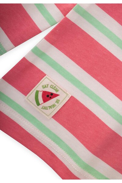 Cigit Ριγέ μακρυμάνικο μπλουζάκι 2-8 ετών Ροζ Πράσινο Ριγέ