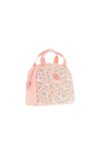 KAUKKO Cutie de prânz cu imprimeu floral de somon pentru fete (izolată termic) (K9070)