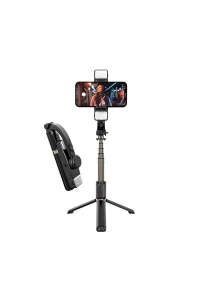 Dali Selfie stick with tripod and 2 detachable LEDs, Bluetooth remote control, 75cm length, Black