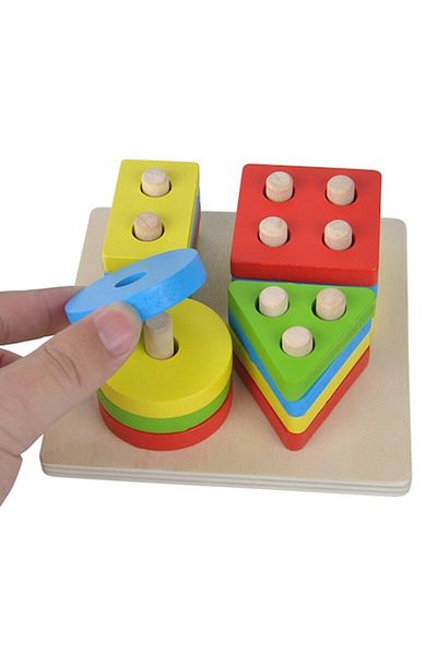 PROCART Wooden blocks, geometric shapes, 4 columns, multicolor