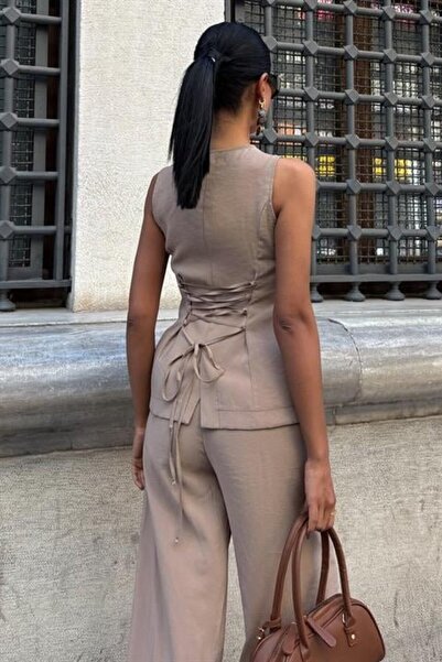 JANES Lace-up back vest plazza pants modal set 10202-08