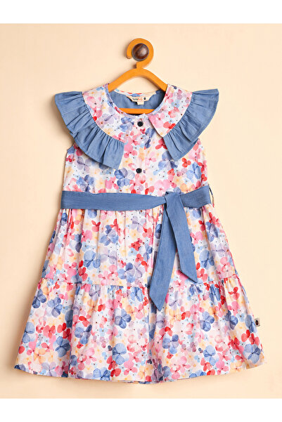 Stylo Bug By Styli All Over Print Dress with Tie Belt