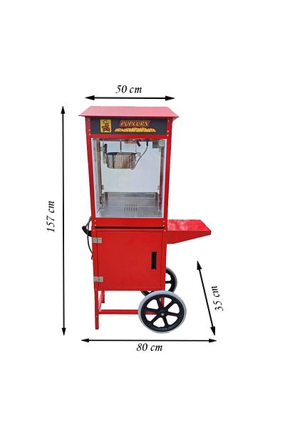 PROCART Popcorn machine, 1600W, 100 g teflon bowl, 200-230 degrees Celsius, wheels