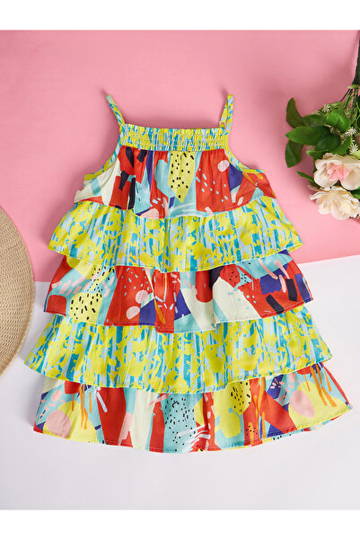 Stylo Bug By Styli All Over Print Strappy Layered Dress