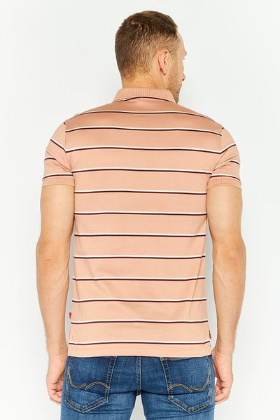 Levi's Men Regular Fit Stripe Short Sleeves Polo Shirt, Pink