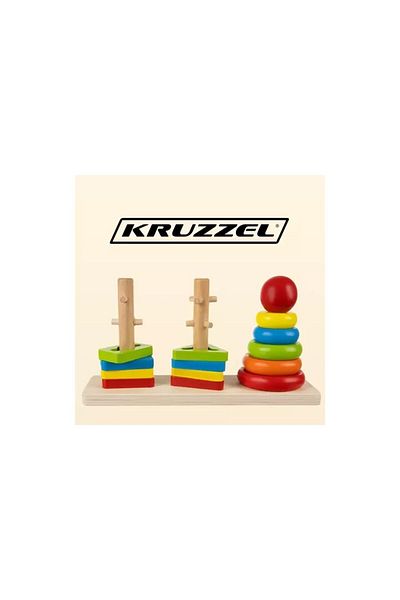KRUZZEL Puzzle sorter for children, 14 pieces included, 3 shapes, stimulates creativity, wood