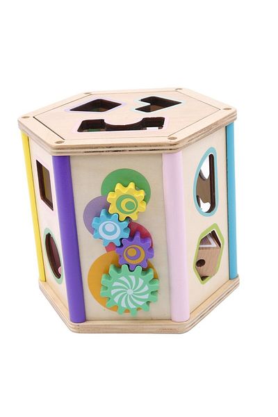 idei Multifunctional toy, geometric shapes and numbers sorter, maze, 11 pieces, wood