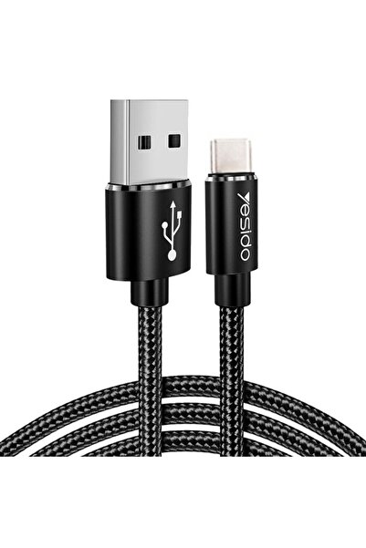 Yesido USB Type-C Charging and Data Transfer Cable, Aluminum, 2.4A, 1.2m, C527, Black