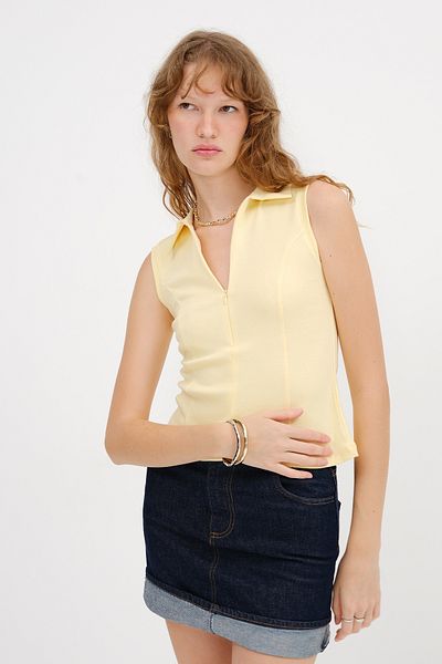 Addax Polo Neck Zipper Blouse B251028