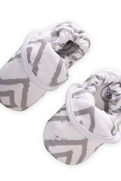 Cigit Baby Booties with Elastic Back 16-23 Months Ecru Checkered