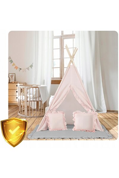 NUKIDO Children's play tent with garland and 2 cushions 116x116x165 cm Pink