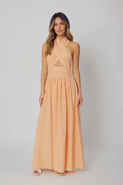 My Blog Rochie portocalie cu design Halter - 10577
