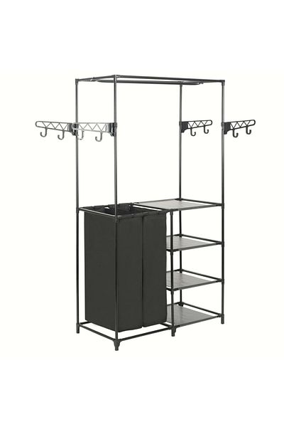 vidaxl Clothes Rack Steel and Non-woven Fabric 87x44x158 cm Black