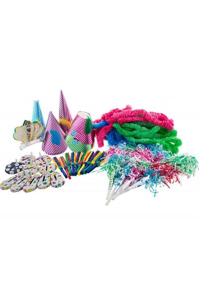 OEM Set de 80 de piese pentru decorațiuni de petrecere, ghirlande, zornăitoare, căști, suflante, multicolor