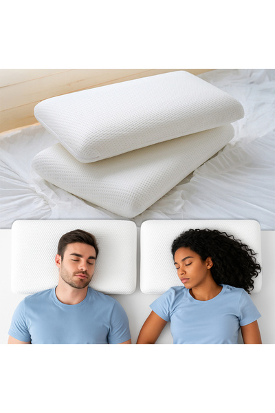 Elindor Pernă ortopedică din spumă cu memorie, suport cervical ergonomic, 60x40x12 cm, albă