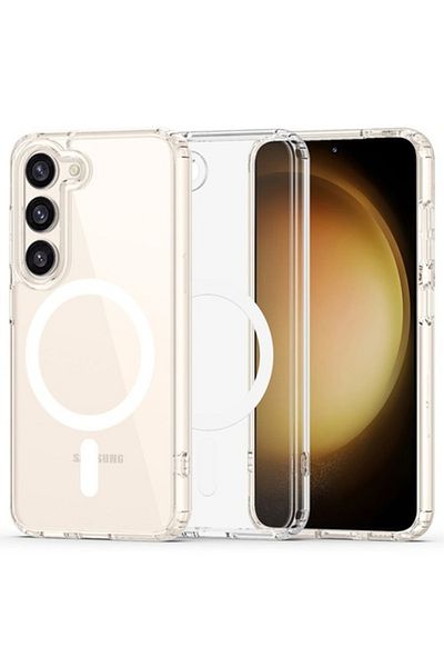 Dali Protective Case Compatible with Samsung Galaxy S23 Plus, MagSafe Pro, Silicone, White-Transparent