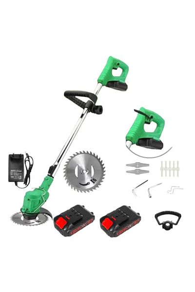 DRSELL Motocoasă Electrică 36V – 2 Baterii, 3 Tipuri de Lame, Baston Telescopic, 18000rpm, Verde