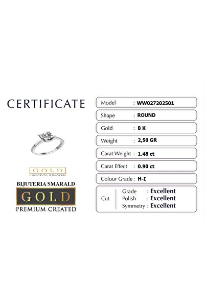 So CHIC... Beyaz Altın Sertifikalı Premium Created Taşlı 0.90 CT Effect Tektaş Yüzük