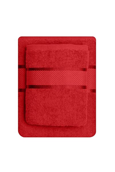 OEM Set 2 bath towels, Cotton, 400g/m², 50x90cm/70x135cm, Red