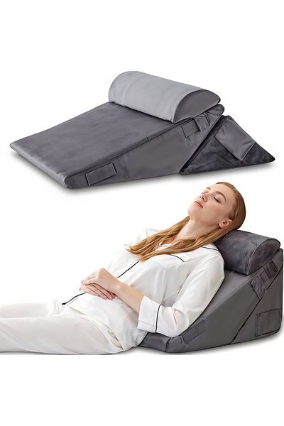 Elindor Set of 3 Elindor® Orthopedic Pillows for Bed, Memory Foam Pillow, Adjustable 23-30 cm, Gray