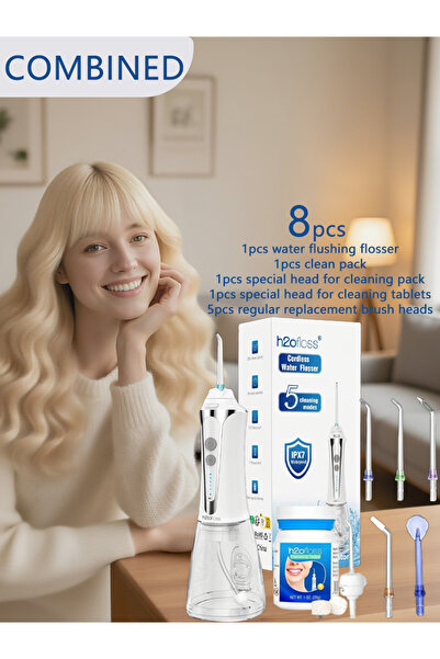 Youtrico مجموعة أدوات تنظيف الأسنان بالماء H2ofloss مع أقراص غسول الفم ومنظف ...