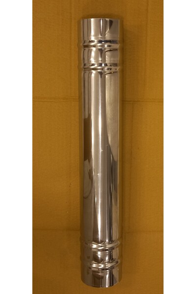 RENUZU Semaver & Soba Boru Bacası Çap 8,2 cm Derinlik 50 cm Paslanmaz Krom Çe...