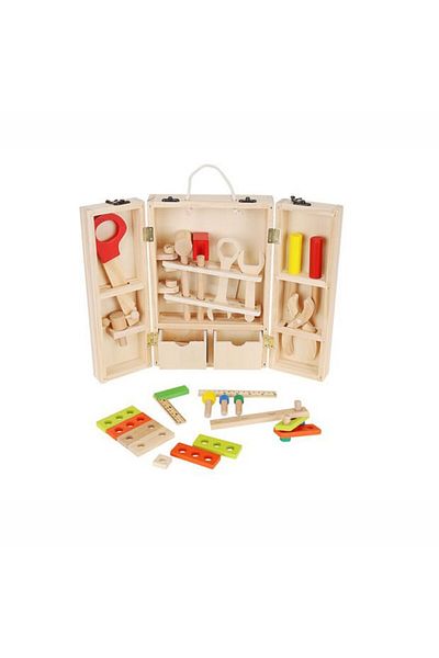 PROCART Children's tool kit, 34 pieces, storage box 21x29.5x8 cm, wood, multicolor
