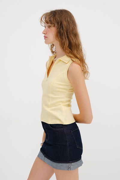 Addax Polo Yaka Fermuarlı Bluz B251028
