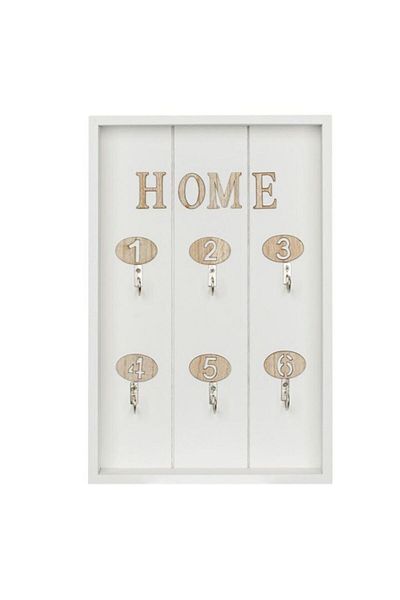 Dali Decorative Key Holder, 6 Hooks, Home, 20x30cm, White