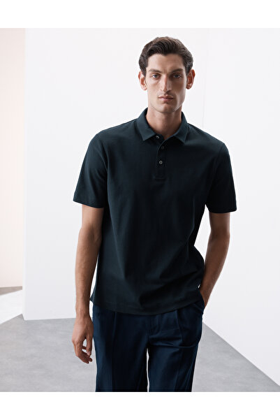 Marks & Spencer Saf Supima Pamuklu Doku Desenli Polo Gömlek