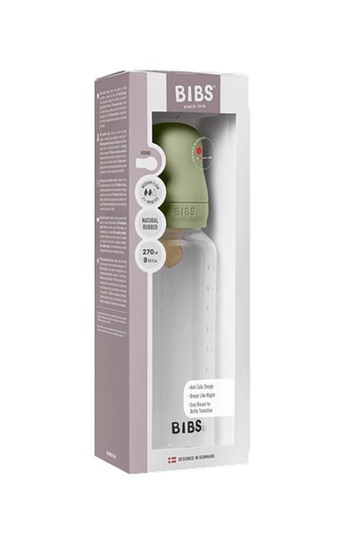Bibs - Set complet de biberoane anticolici PP fără BPA, 270 ml, Latex, Salvie