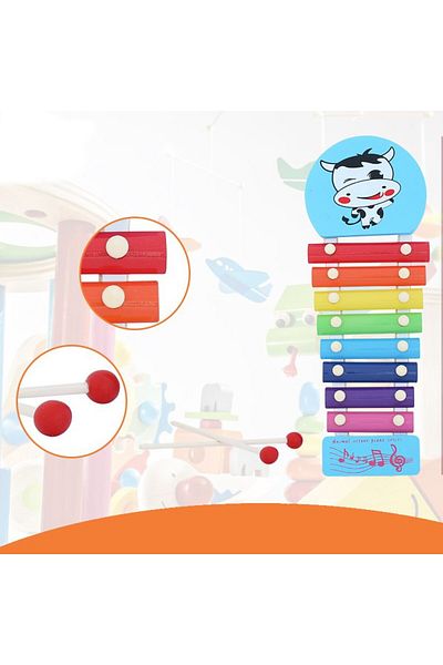 idei Toy xylophone, 8 musical notes, wooden frame, multicolor