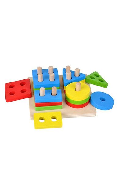 PROCART Wooden blocks, geometric shapes, 4 columns, multicolor