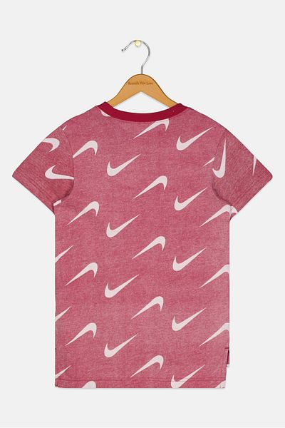 Nike Kids Girl Sportswear Brand Logo Short Sleeve Outdoor T-shirts, Maroon Heather