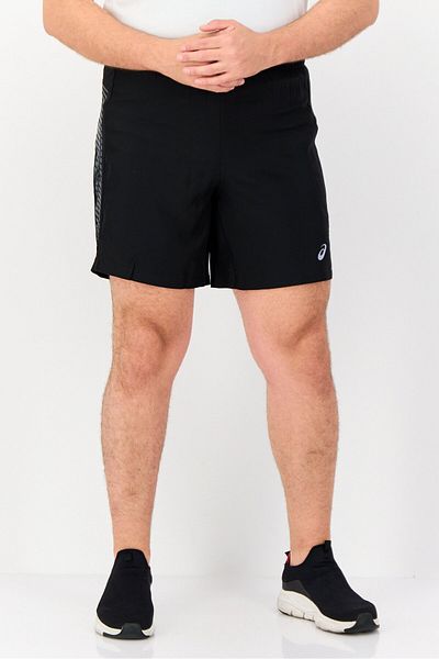 Asics شورت تدريب رجالي رياضي بقصة ضيقة، أسود
