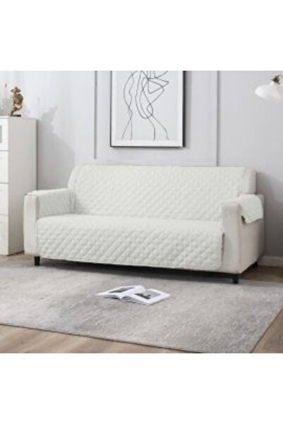 Ralex Husa canapea 3 locuri tip cuvertură matlasată 190 x 177 cm cu laterale, reversibilă, Alb