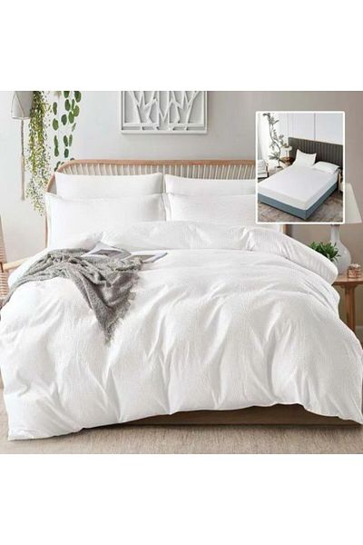 Ralex Double Bed Linen Creponata UNI 6 pieces, Mattress Cover 160/180 x 200 cm, Duvet 200 x 230 cm, 2 Pill