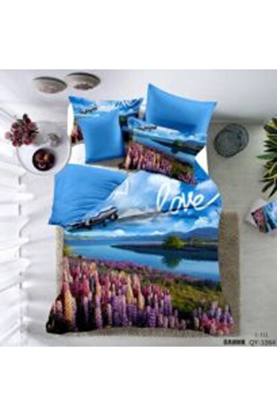 Ralex 100% cotton jersey knit bed cover and pillowcase set, for 140 x 200 cm mattress Turquoise