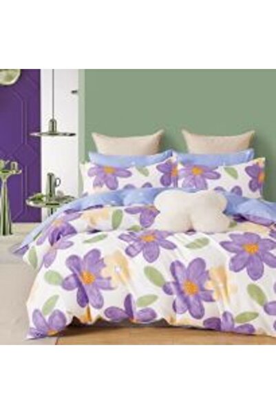 Ralex Double Bed Linen Set Percalle Printed 100% Cotton 4 Pieces Sheet 240 x 260 cm, Duvet 200 x 230 cm, 2