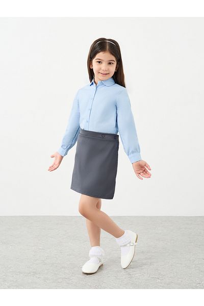 Styli Girls Light Blue Peter Pan Collar Shirt