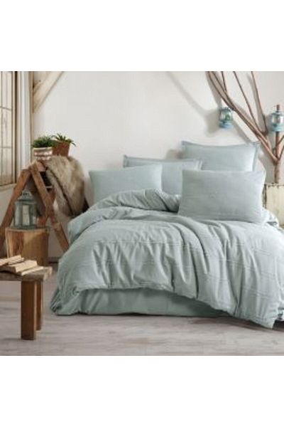 Clasy Double Bed Linen Set Ranforce Boutique 4 Pieces, Green AVOLA V 2