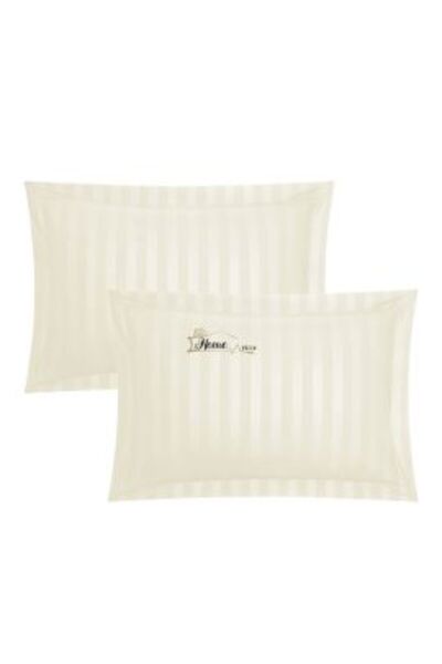 HomePuls Σετ 2 μαξιλαροθήκες 50 x 70 cm 100% βαμβάκι δαμασκηνό 1 cm ρίγα και ...