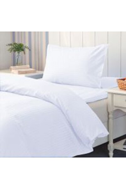 HomePuls Bedding Set with Fitted Sheet Damask Polycotton Stripe 1 cm, Mattress 80 x 200 cm, Duvet Cover 140 x