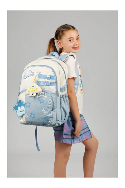 Waddell Rucsac de școală primară cu model stea Twil albastru cu cadou jucărie de plus 25802