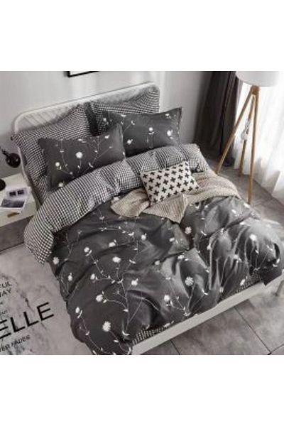 Ralex Bed Linen for One Person Percalle Printed Cotton 100%, 3 Pieces, Modern White/Black, Pucioasa