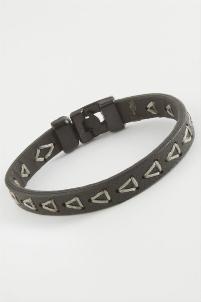 Cosmos e-ticaret Quality Faux Leather Bracelet with Triangle Rope Pattern