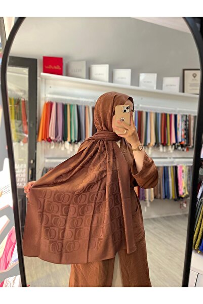 Imannoor Dama Desen Naia Pamuk Şal renk bakır