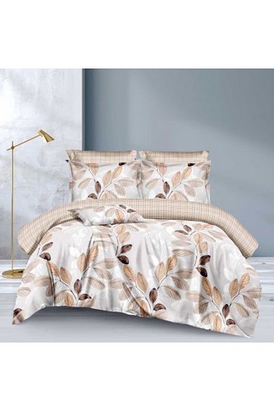 Ralex Double Bed Linen Set Economy 4 Pieces, Beige Crengute ECN 27